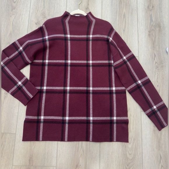 Max studio. Women's Burgundy Plaid Sweater - Picture 7 of 10